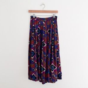 Vintage Union Made Geometric Pleated Midi Skirt by Evan Picone USA Made Size 0-2